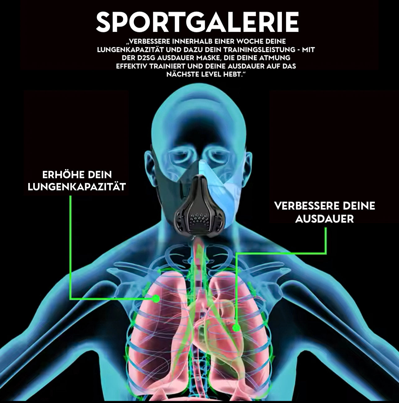 D2SG Ausdauer Maske Extra für Ausdauer Sportler